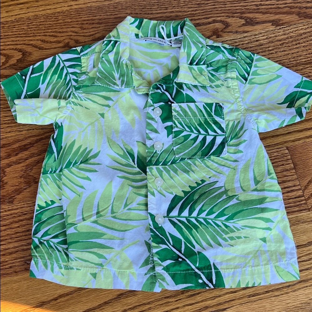 Janie and Jack Tropical Green Leaf Print Baby Shirt
